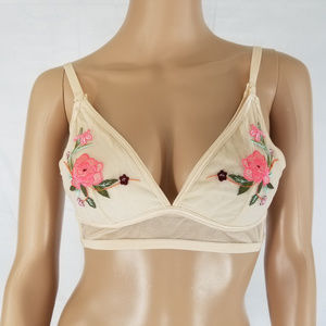 TOPSHOP Bra Maternity 34B Nude Floral Embroidery